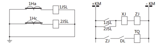 JSL-22繼電器構成的二相式定時限保護的原理圖